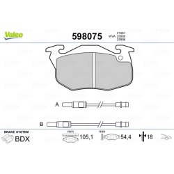 Jeu de plaquettes de frein VALEO 598075 pour CITROEN, PEUGEOT SAXO, 106 OE 4251-37 VALEO