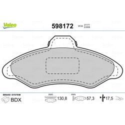 Jeu de plaquettes de frein VALEO 598172 pour FORD ESCORT, ORION OE 1015598 VALEO