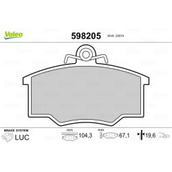 Jeu de plaquettes de frein VALEO 598205 pour VOLVO 340-360 OE 32777682 VALEO