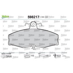 Jeu de plaquettes de frein VALEO 598217 pour FORD, SKODA, VW OE 5018981 VALEO