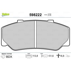 Jeu de plaquettes de frein VALEO 598222 pour UMM, VOLVO OE 217782.8 VALEO