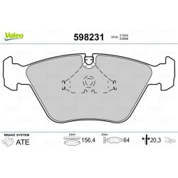 Jeu de plaquettes de frein VALEO 598231 pour BMW OE 1157039 VALEO