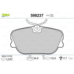 Jeu de plaquettes de frein VALEO 598237 pour SAAB 900, 9000 OE 8968018 VALEO