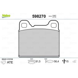 Jeu de plaquettes de frein VALEO 598270 pour MITSUBISHI, VOLVO OE 270166 VALEO