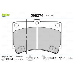 Jeu de plaquettes de frein VALEO 598274 pour FORD ASIE & OCÉANIE, KIA, MAZDA VALEO