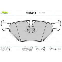 Jeu de plaquettes de frein VALEO 598311 pour ALPINA, BMW B10, 5 OE 1163395 VALEO