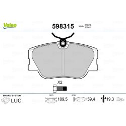 Plaquettes de frein VALEO 598315 pour MERCEDES 124, 190, Classe E VALEO