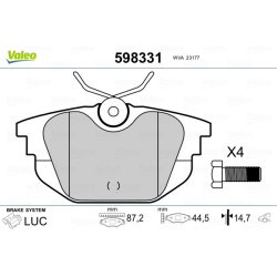 Jeu de plaquettes de frein VALEO 598331 pour ALFA ROMEO, FIAT, LANCIA OE 71770989 VALEO