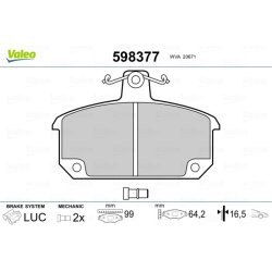 Jeu de plaquettes de frein VALEO 598377 pour RENAULT, référence d'origine 7701201059 VALEO
