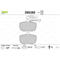Jeu de plaquettes de frein VALEO 598380 pour IVECO DAILY OE 1906111 VALEO