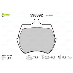 Jeu de plaquettes de frein VALEO 598392 pour AUSTIN, AUSTIN-HEALEY, INNOCENTI et plus encore... VALEO