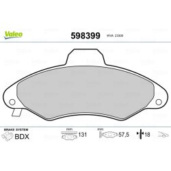 Jeu de plaquettes de frein VALEO 598399 pour FORD ESCORT, ORION OE 1015308 VALEO