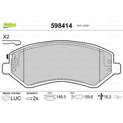 Jeu de plaquettes de frein VALEO 598414 pour CHRYSLER, DODGE, JEEP OE 5019984AA VALEO
