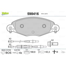 Jeu de plaquettes de frein VALEO 598416 pour CITROEN C5 OE 4252-16 VALEO