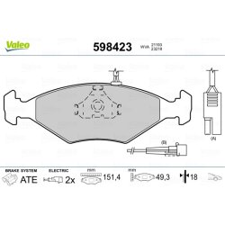 Jeu de plaquettes de frein VALEO 598423 pour FIAT PALIO, SIENA OE 9947917 VALEO