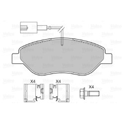 Jeu de plaquettes de frein VALEO 598428 pour ALFA ROMEO, CHRYSLER, FIAT, LANCIA