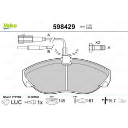 Jeu de plaquettes de frein VALEO 598429 pour CITROEN, FIAT, PEUGEOT OE 4252-26 VALEO