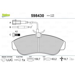 Jeu de plaquettes de frein VALEO 598430 pour CITROEN, FIAT, PEUGEOT OE 4251-19 VALEO