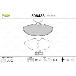 Plaquettes de frein VALEO 598438 pour JAGUAR, LINCOLN S-TYPE, XJ, LS VALEO