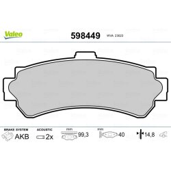 Jeu de plaquettes de frein VALEO 598449 pour NISSAN OE 44060-0M890 VALEO
