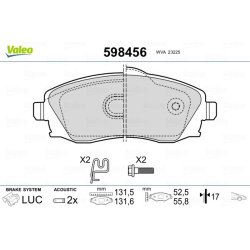Jeu de plaquettes de frein VALEO 598456 pour HOLDEN, VAUXHALL OE 93370275 VALEO