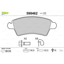 Jeu de plaquettes de frein VALEO 598462 pour CITROEN, PEUGEOT XSARA, 206 OE 4252-29 VALEO