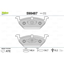 Jeu de plaquettes de frein VALEO 598487 pour AUDI, SEAT, SKODA, VW OE 1J0698151 VALEO