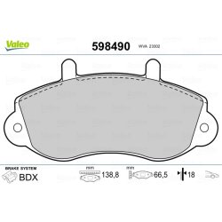 Jeu de plaquettes de frein VALEO 598490 pour VAUXHALL, RENAULT, référence d'origine 1605979 VALEO