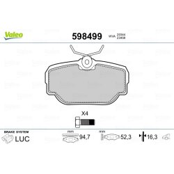 Jeu de plaquettes de frein VALEO 598499 pour LAND ROVER DISCOVERY, RANGE ROVER VALEO