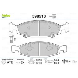 Plaquettes de frein VALEO 598510 pour JEEP CHEROKEE, GRAND OE 5018592AA VALEO