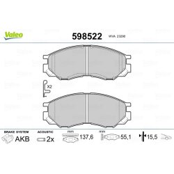 Jeu de plaquettes de frein VALEO 598522 pour MITSUBISHI OE MN102609 VALEO