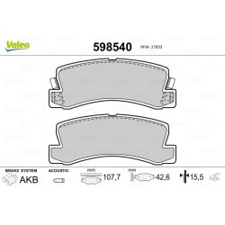 Jeu de plaquettes de frein VALEO 598540 pour ASTON MARTIN, FORD, GEO, LEXUS et plus encore... VALEO