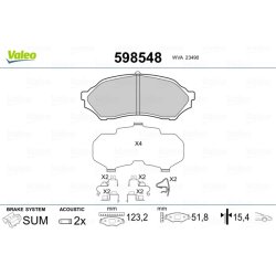 Jeu de plaquettes de frein VALEO 598548 pour FORD ASIE & OCÉANIE, MAZDA VALEO