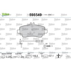 Jeu de plaquettes de frein VALEO 598549 pour MERCEDES CLASSE A OE 1684201120 VALEO
