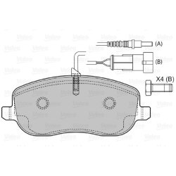 Jeu de plaquettes de frein VALEO 598553 pour CITROEN, FIAT, LANCIA, PEUGEOT
