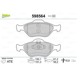 Jeu de plaquettes de frein VALEO 598564 pour FORD, MAZDA OE 1633674 VALEO