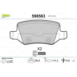 Jeu de plaquettes de frein VALEO 598583 pour MERCEDES CLASSE A, CLASSE B, VANEO VALEO