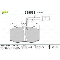 Jeu de plaquettes de frein VALEO 598598 pour IVECO DAILY OE 1906038 VALEO