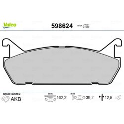 Jeu de plaquettes de frein VALEO 598624 pour DAIHATSU, EUNOS, MAZDA, SUZUKI VALEO