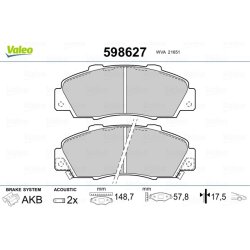 Jeu de plaquettes de frein VALEO 598627 pour ACURA, HONDA, ROVER OE 06430-S5A-E50 VALEO