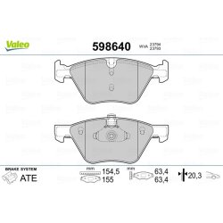 Plaquettes de frein VALEO 598640 pour BMW Série 3, Série 5, X1 OE 34112288880 VALEO