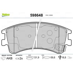 Plaquettes de frein VALEO 598648 pour MAZDA 6 OE G2YS-33-23Z VALEO