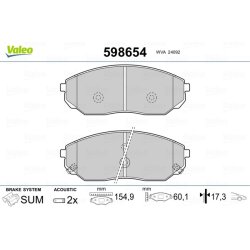 Jeu de plaquettes de frein VALEO 598654 pour KIA SORENTO OE 58101-3EE00 VALEO