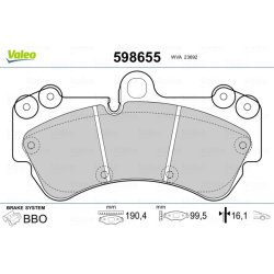 Jeu de plaquettes de frein VALEO 598655 pour MERCEDES, PORSCHE, VW OE A4634205500 VALEO