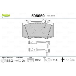 Jeu de plaquettes de frein VALEO 598659 pour MERCEDES OE 0034205820 VALEO