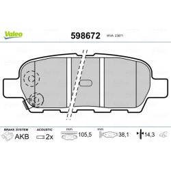 Jeu de plaquettes de frein VALEO 598672 pour INFINITI, NISSAN, RENAULT et plus encore... VALEO