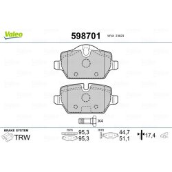 Plaquettes de frein VALEO 598701 pour BMW, MINI 1, 3, MINI OE 34212288889 VALEO