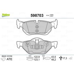 Plaquettes de frein VALEO 598703 pour BMW Série 1, Série 3, X1 OE 34212288891 VALEO