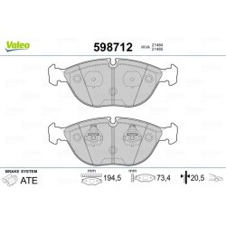 Plaquettes de frein VALEO 598712 pour ALPINA, AUDI, CHRYSLER, MERCEDES VALEO