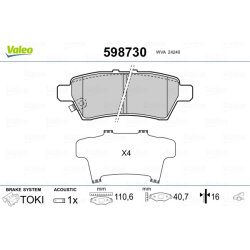 Jeu de plaquettes de frein VALEO 598730 pour NISSAN NAVARA, PATHFINDER VALEO